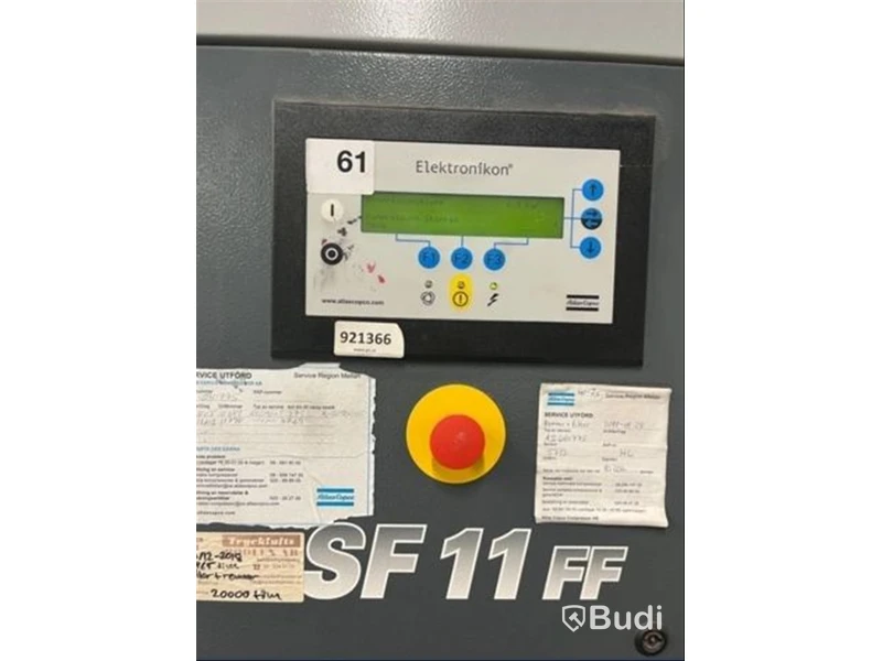 Automatisk screentryckmaskin TAS FC 2126 432 och oljefri skruvkompressor Atlas Copco SF11 FF (2005)
