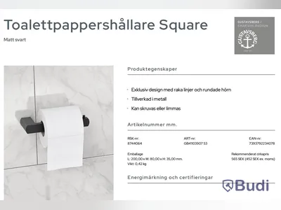 Paket med badrumstillbehör Gustavsberg: toalettrullehållare, toalettborsthållare samt 2 st. handdukshållare