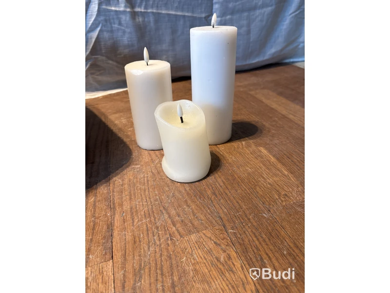 14 st. LED Blockljus, olika storlekar, inkl. korg