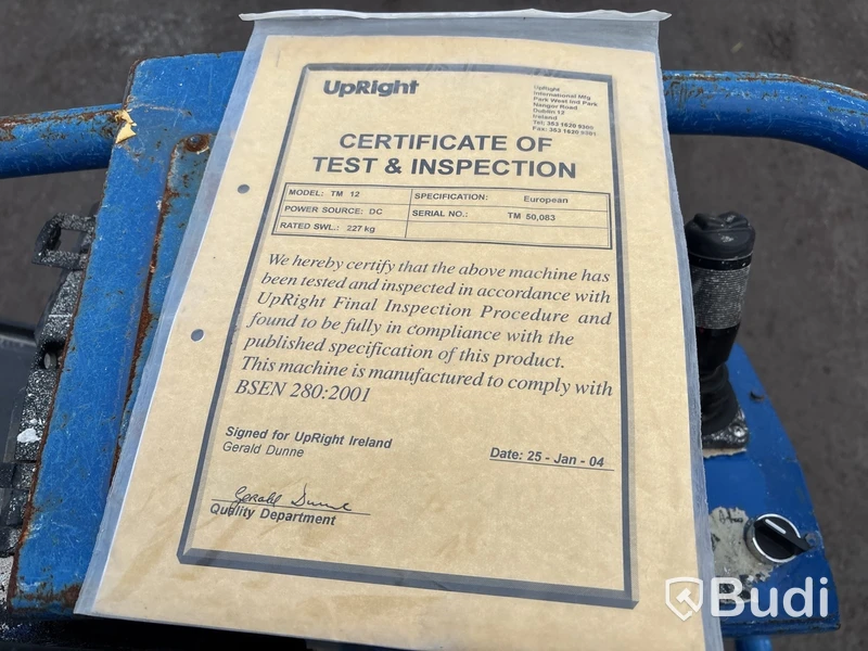 Pelarlift UPRIGHT TM12 -2004 | Reparationsobjekt
