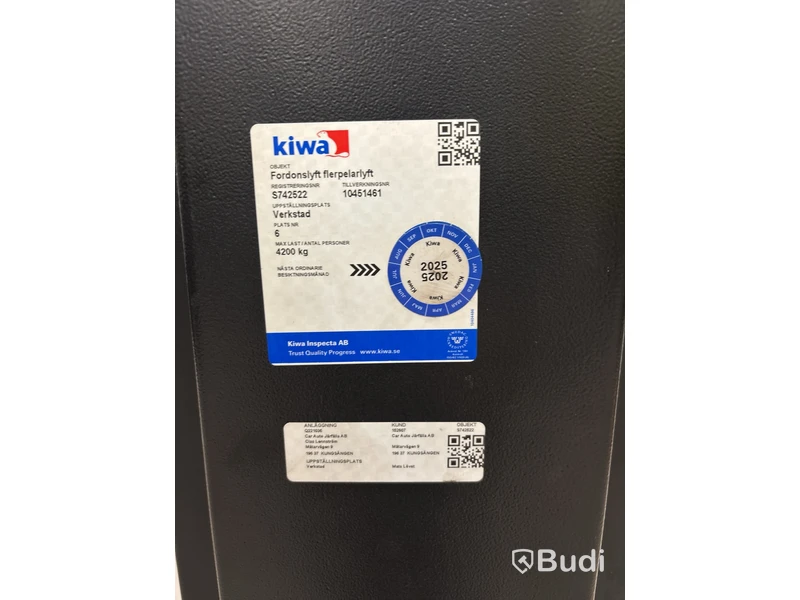 Fordonslyft / Flerpelarlyft Kiwa 4200 kg