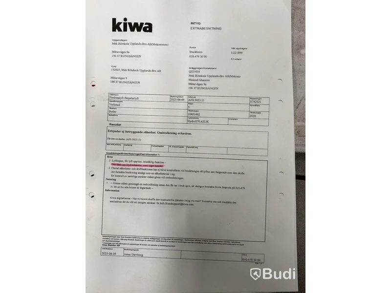 Fordonslyft / Flerpelarlyft Kiwa, 4200 kg