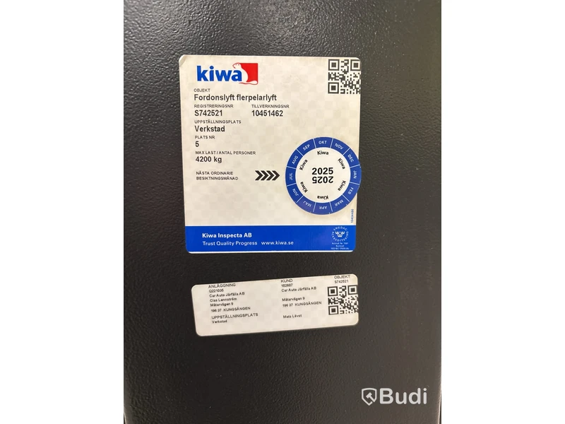 Fordonslyft / Flerpelarlyft Kiwa, 4200 kg