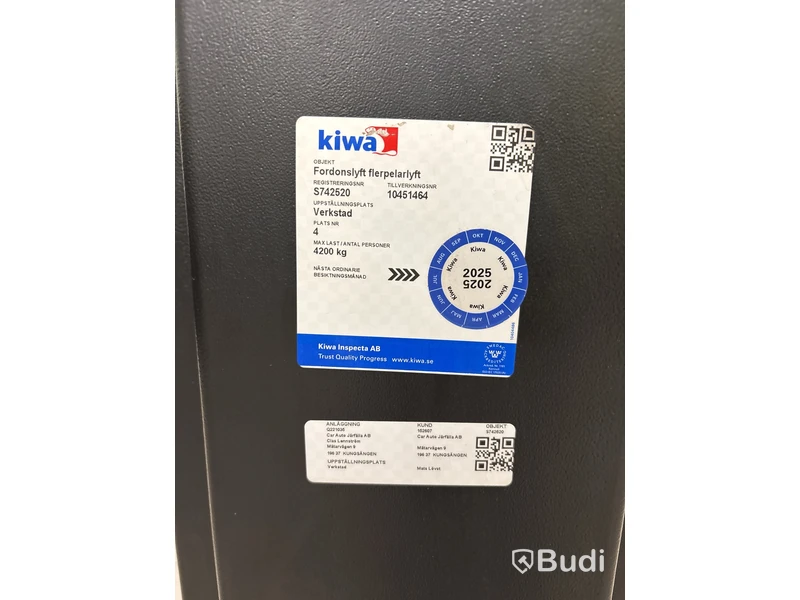 Fordonslyft / Flerpelarlyft Kiwa, 4200 kg