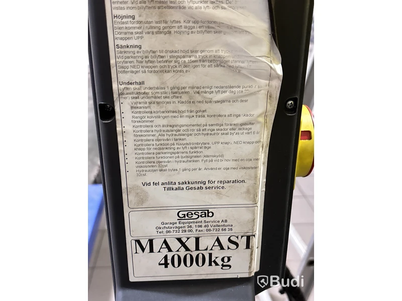 4-pelarlyft med Hjulinställningsmaskin