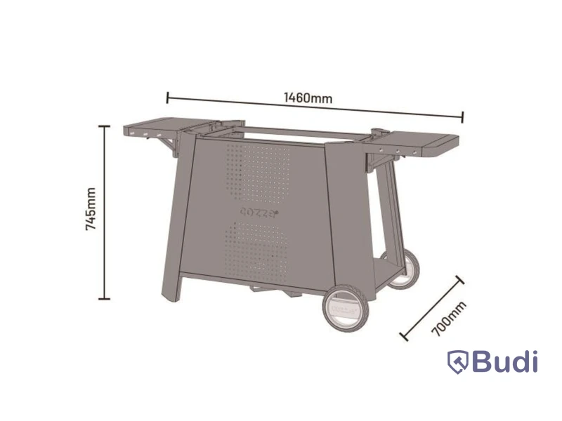 Grillvagn med sidobord Cozze, Premium XL, passar till 800-serien