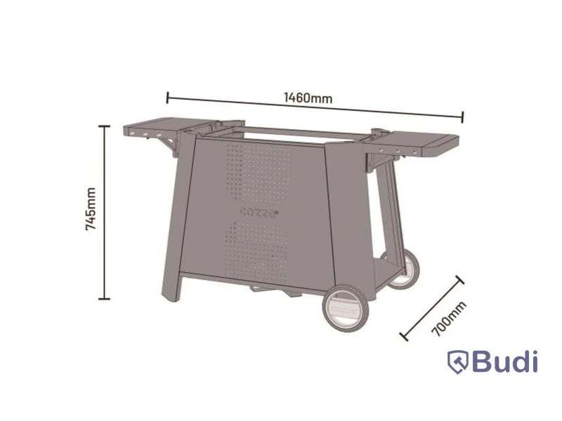 Grillvagn med sidobord Cozze, Premium XL, passar till 800-serien