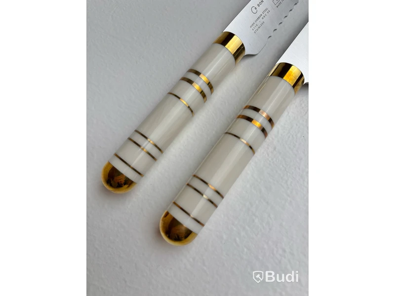 Kockkniv och brödkniv Bon Centuri, Oyster white.
