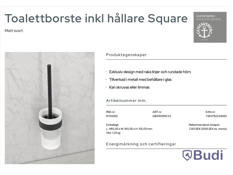 Paket med badrumtillbehör Gustavsberg: toalettrullehållare, toalettborsthållare samt 2 st. handukshållare