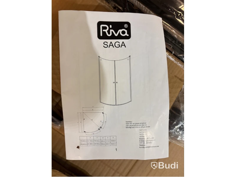 DUSCHHÖRNA RIVA SAGA RUND 90X90CM SVART