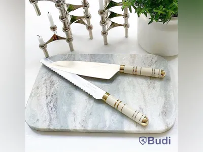 Kockkniv och brödkniv Bon Centuri, Oyster white.