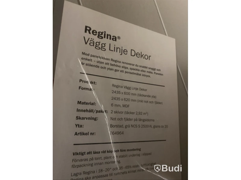 5 st. PANEL MOELVEN REGINA LINJE GRÅ 6X620X2435MM