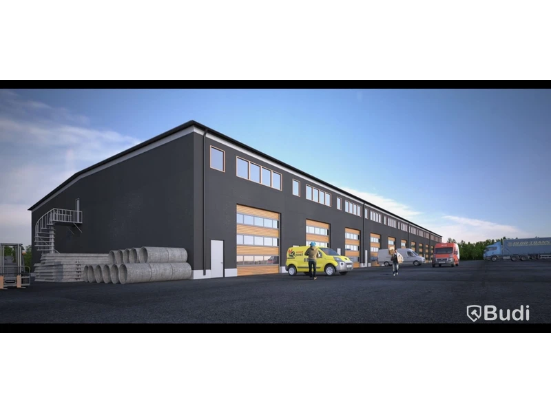 Stålstomme för hallbyggnad med 26 enheter, projekterad SCALA, 24x78 m, ca 1872m²