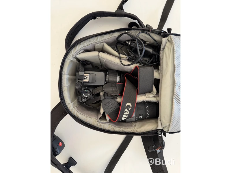 Systemkamera, Canon EOS 1100D med två objektiv, stativ och väska