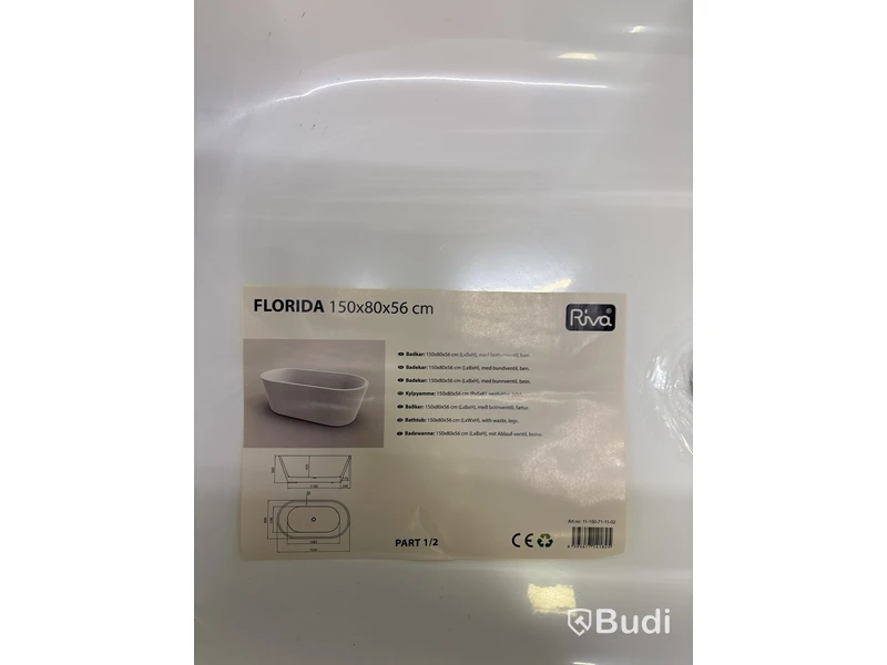 BADKAR RIVA FLORIDA FRISTÅENDE VIT 150 CM