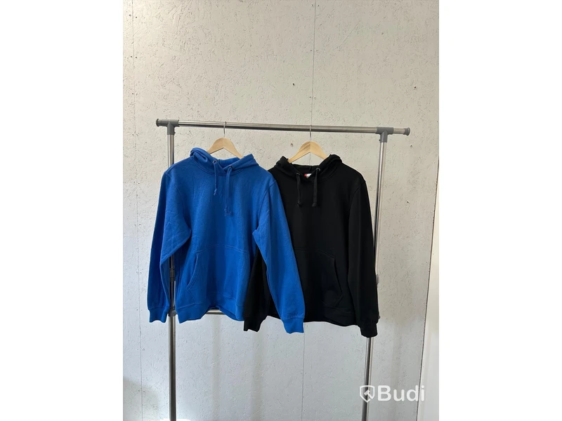 2 st. Hoodies, stl. M, Clique, svart & royal blue.