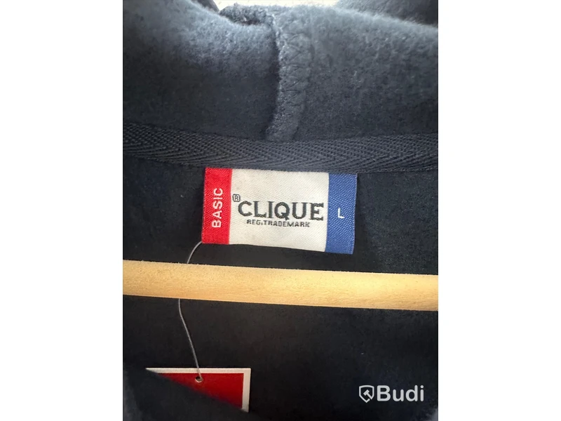tröja, stl. L, Clique, svart. & (NY) luvtröja, stl. L, Clique, dark navy.
