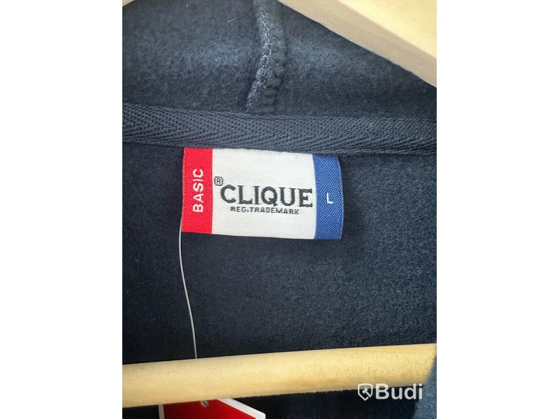 Hoody, stl. L, Clique, dark navy. & (NY) Dambyxor, stl. L, Cutter & Buck, dark navy.