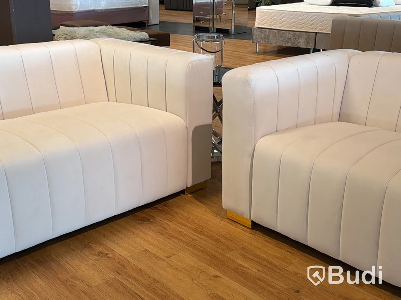 Soffgrupp "Eva", 3 delar, i beige sammet
