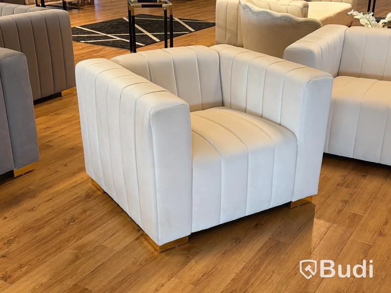 Soffgrupp "Eva", 3 delar, i beige sammet