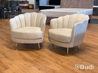 2 st fåtöljer, beige sammet