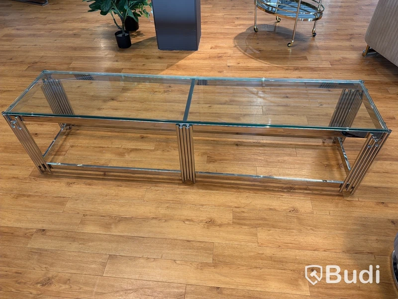 TV-bänk/ sidobänk med glasskiva, 180 cm