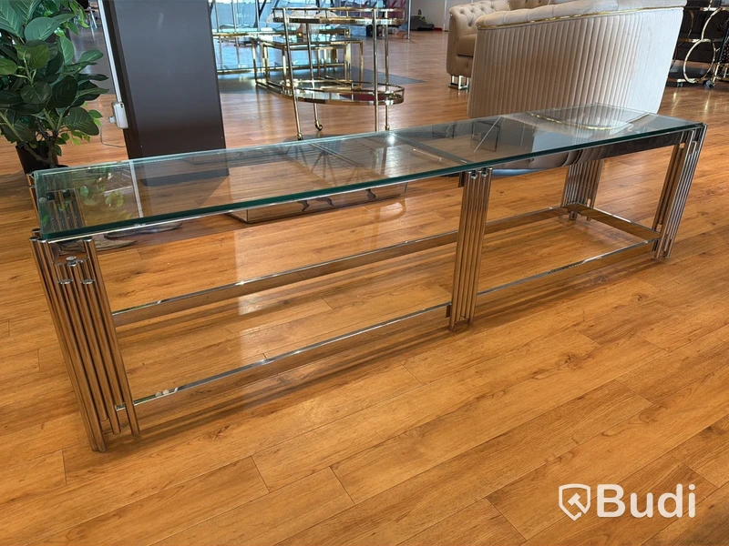 TV-bänk/ sidobänk med glasskiva, 180 cm