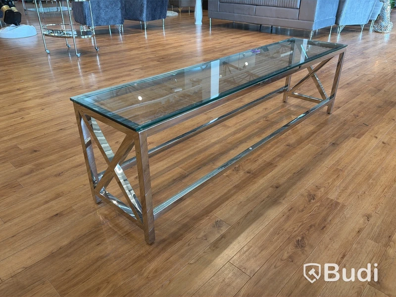 TV-bänk/ sidobänk med glasskiva, 180 cm