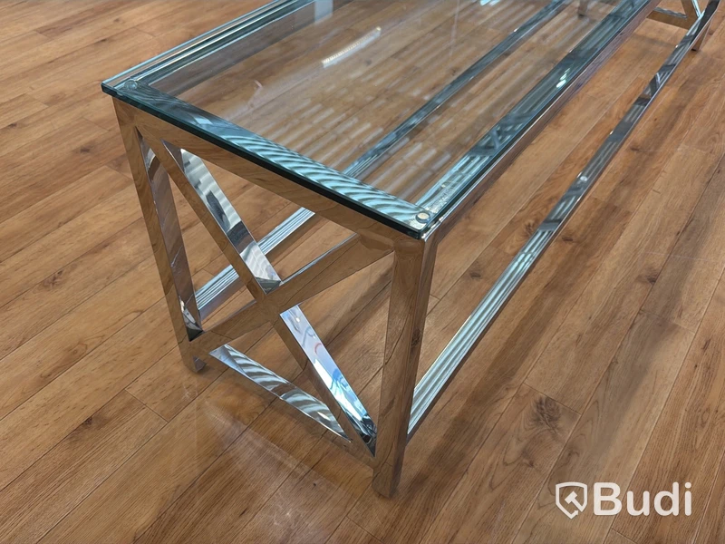 TV-bänk/ sidobänk med glasskiva, 180 cm