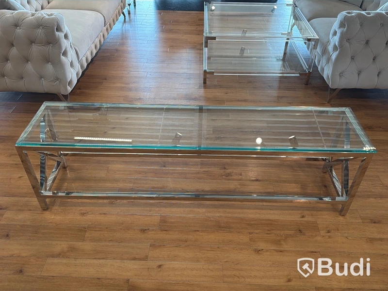TV-bänk/ sidobänk med glasskiva, 180 cm