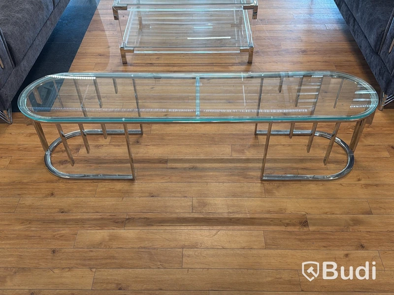 TV-bänk/ sidobänk med glasskiva, 180 cm