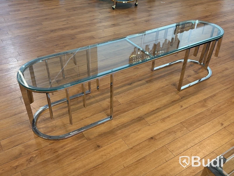 TV-bänk/ sidobänk med glasskiva, 180 cm