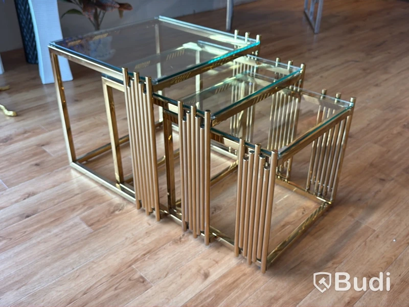 Satsbord, 3 del, guld/ glas