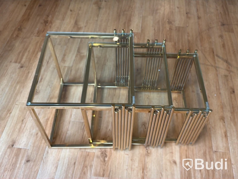 Satsbord, 3 del, guld/ glas