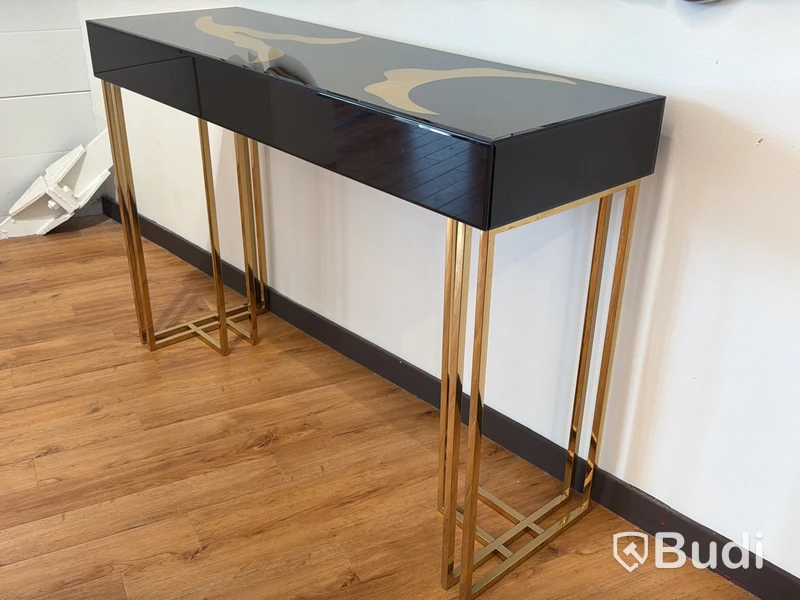 Sidobord, guld/ svart, 120 cm
