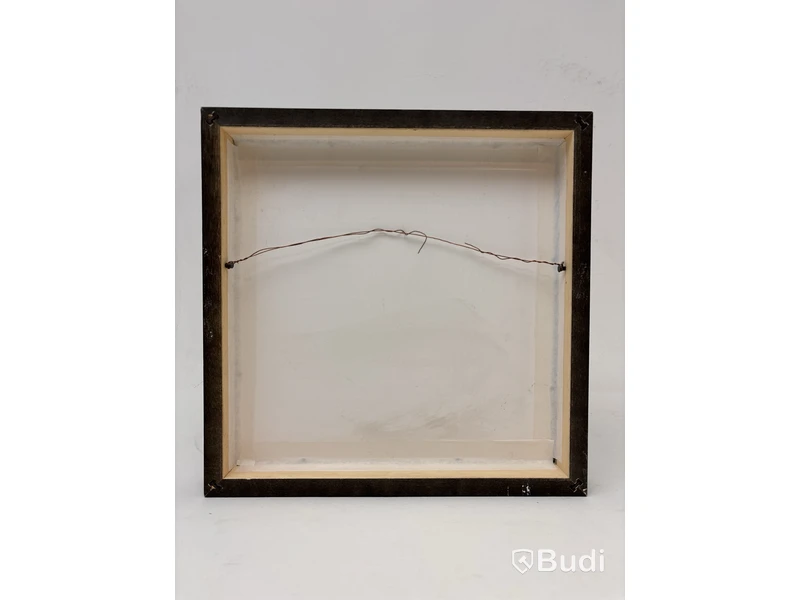 Tavla i ram med glas signerad av konstnären.