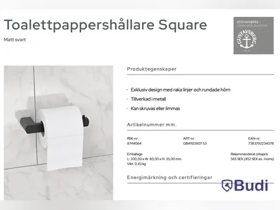 Paket med badrumstillbehör Gustavsberg: toalettrullehållare, toalettborsthållare samt 2 st. handdukshållare