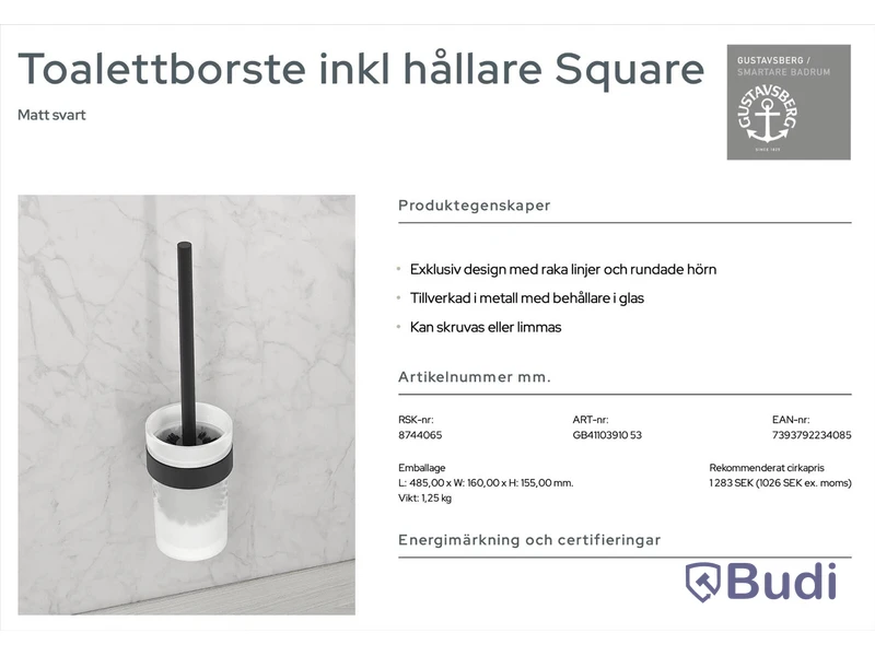 Paket med badrumstillbehör Gustavsberg: toalettrullehållare, toalettborsthållare samt 2 st. handdukshållare