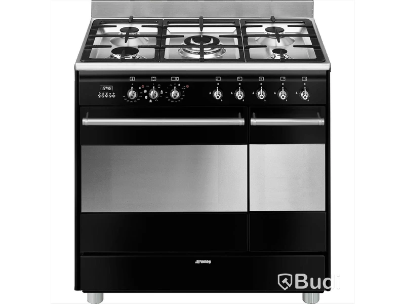 Gasspis Smeg 90x60 cm Elektrisk ugn Svart Classic SCB92MN8