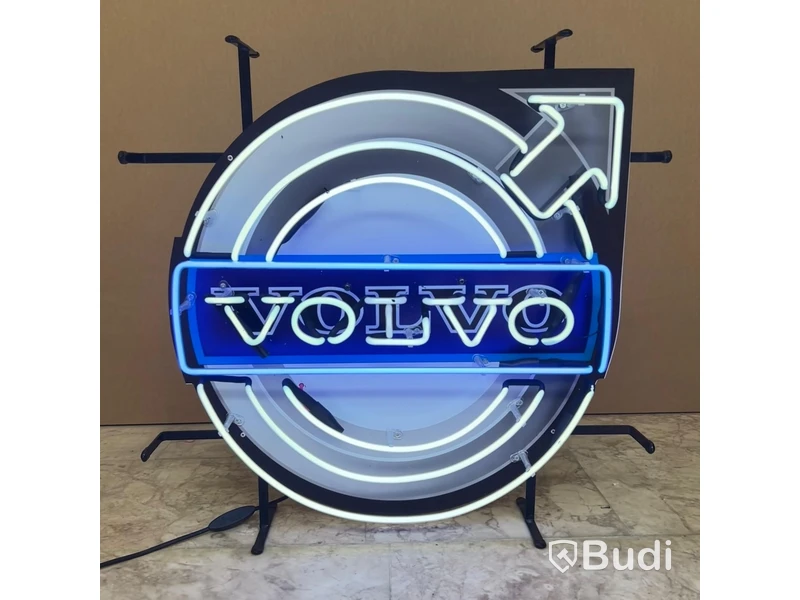 Neonskylt Volvo, blå/vit/svart