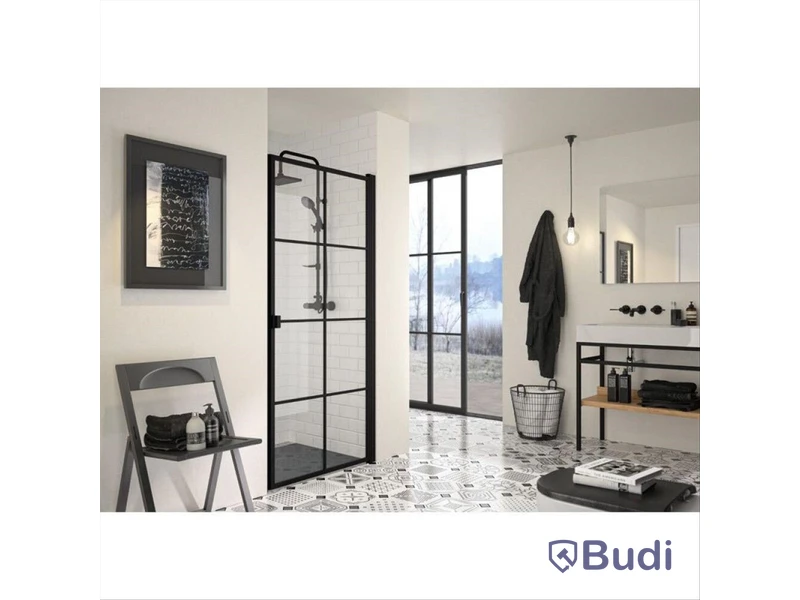 DUSCHVÄGG CAMARGUE FRAME NISCH MED SVARTA SPRÖJS 100 CM