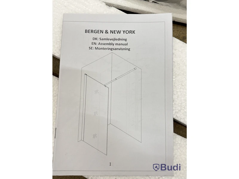 DUSCHVÄGG NORTIQ NEW YORK MED SVART RAM 80CM