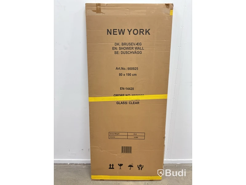 DUSCHVÄGG NORTIQ NEW YORK MED SVART RAM 80CM
