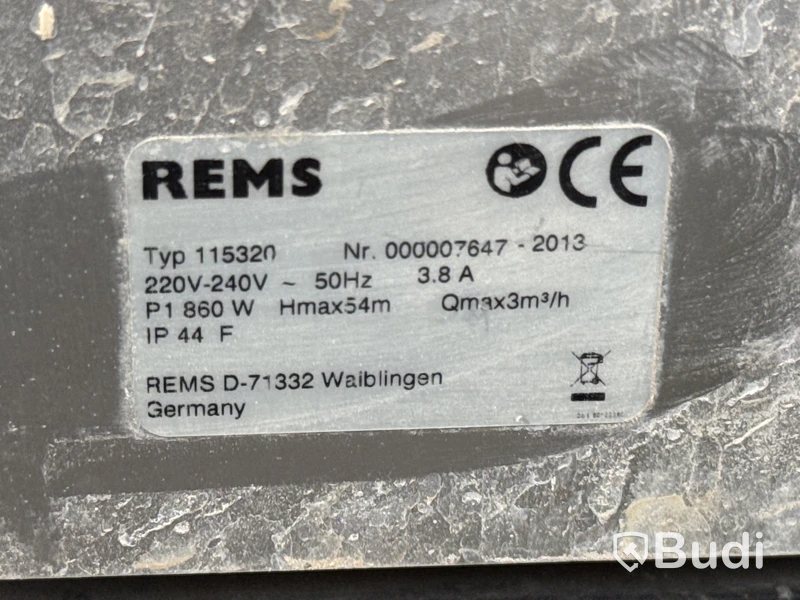 Provtryckningspump REMS, 860 W