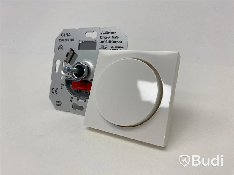 10 st. Lågvoltsdimmer med täckplatta Gira, System 55, kritvit, 20-500W