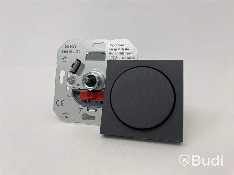10 st. Lågvoltsdimmer med täckplatta Gira, System 55 antracit, 20-500W
