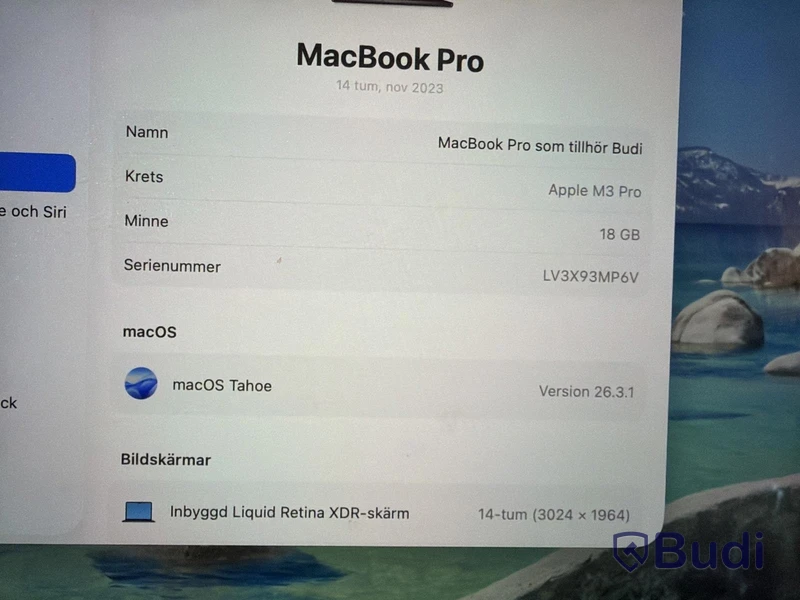 MacBook Pro Apple 14 tum, M3 Pro, 18 GB RAM