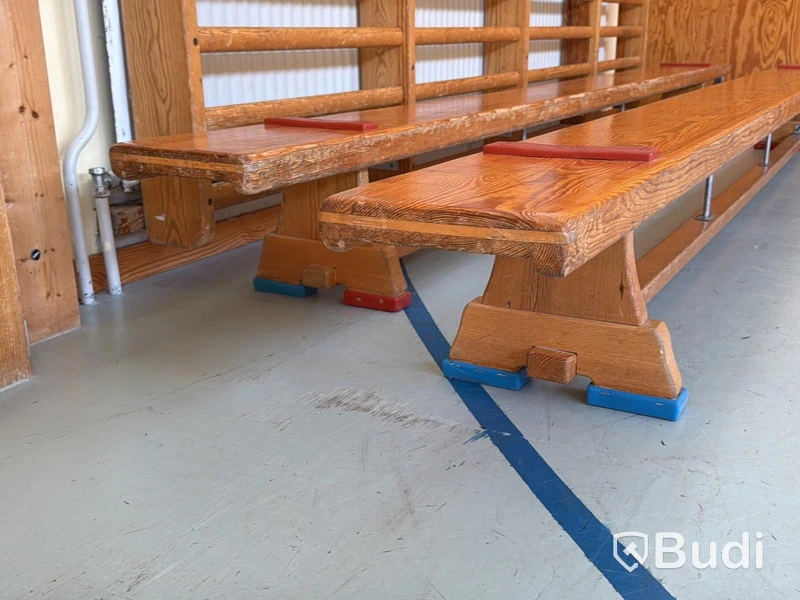 2 st gymnastikbänkar, brun trä, 340x25x30 cm