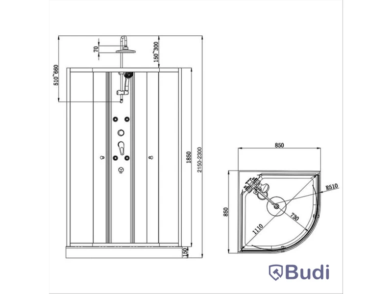 DUSCHKABIN DUSCHY ORSA 85X85X185CM VIT