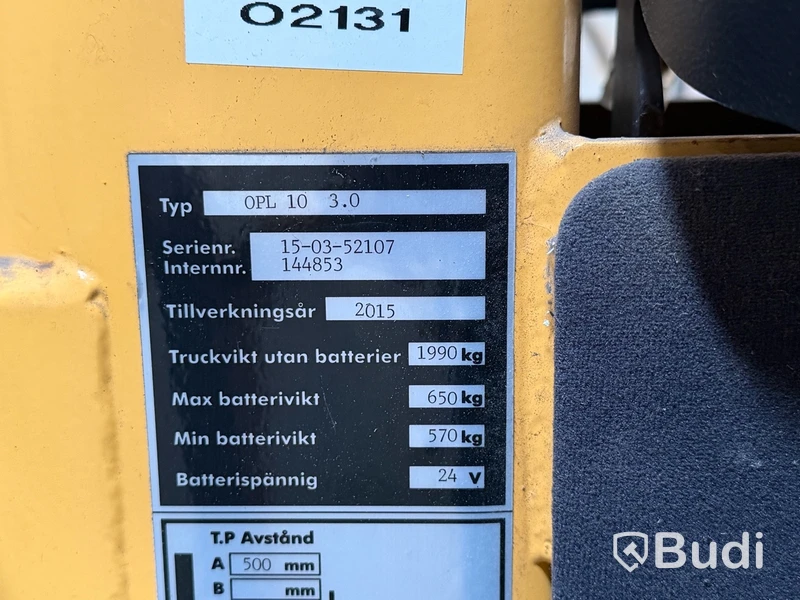 Plocktruck, Actil OPL 10 3.0, 1000kg, 3m, batteri från 2025